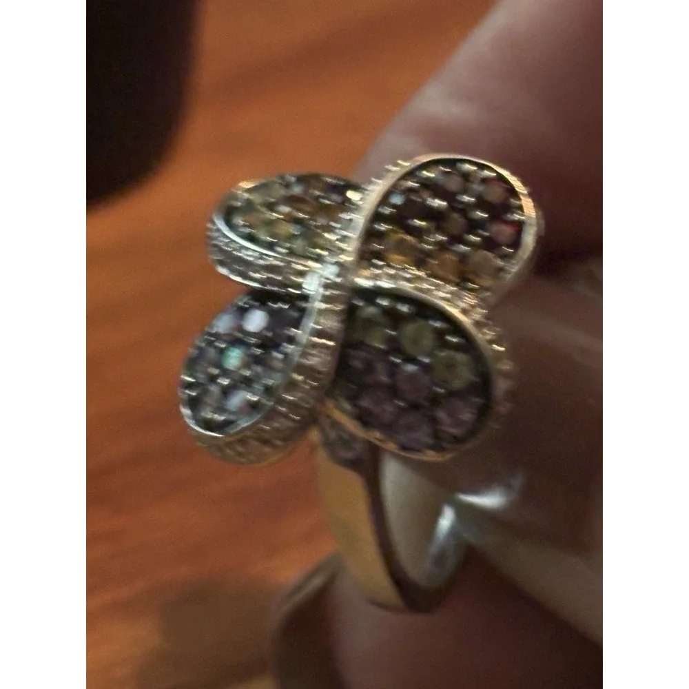 Sterling Silver Multi Gemstone Ring Size 7